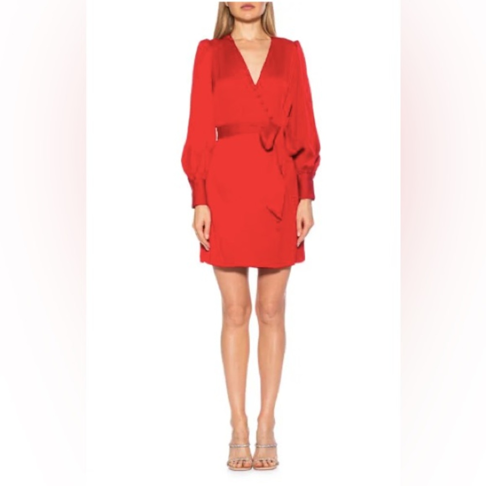 NWT ALEXIA ADMOR Arya Button-Front Wrap Red Dress, Size 8